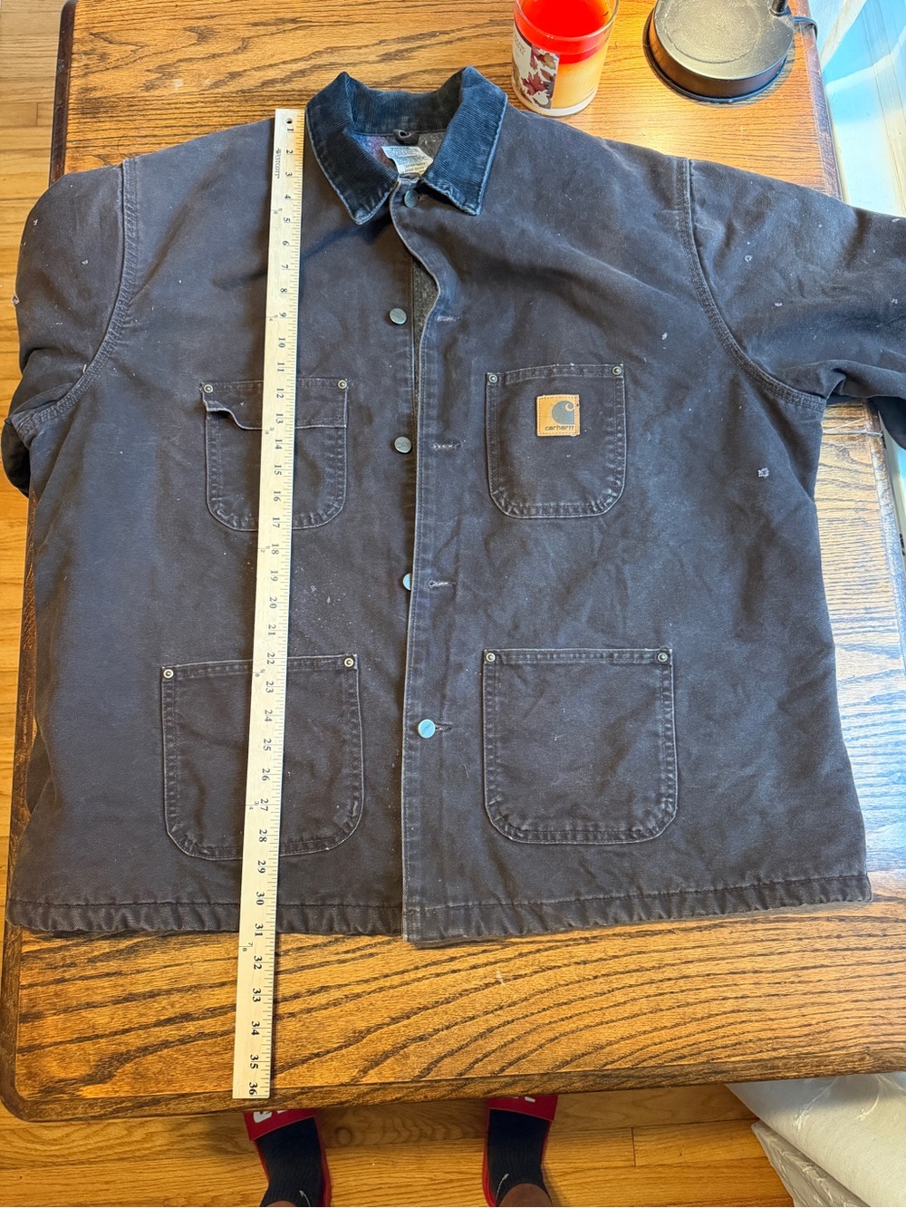 Carhartt Black Canvas Work Jacket with Corduroy Collar